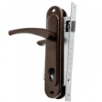 Замок врезной с ручкой АРИКО ЗВ-7 без цилиндрового механизма 85 мм черная медь