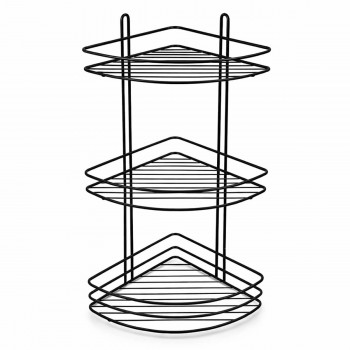 Raft de colț pentru baie HYDRO-S 3 nivele, din oțel inoxidabil, negru, 200x200x480 mm