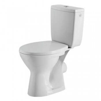 Vas WC compact Cersanit Mito Corfu cu sistem de scurgere dublu 3/6 L, alimentare laterală, evacuare orizontală, cu capac PP
