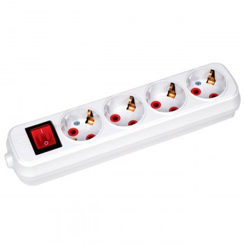 Bloc electric cu buton Horoz cu împământare 4 prize 16A 250 V IP20