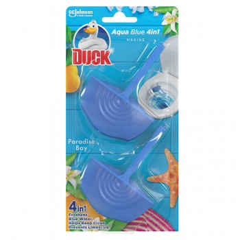 Bloc WC DUCK Aqua Blue Paradise Bay 4 în 1, dublu 2x36 g, apă albastră