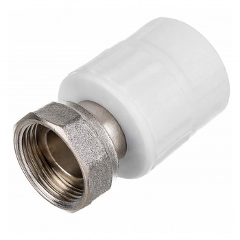 Муфта полипропиленовая с накидной гайкой EMIRPLAST 20 мм х 3/4" ВР белая