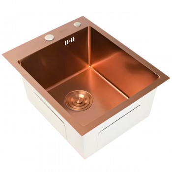 Chiuvetă pentru bucătărie PLATINUM 400 x 500 x 230 mm încastrată, oțel inoxidabil, cupru, dreptunghiulară