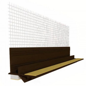 Profil deschidere pentru ferestre autoadeziv cu plasă 6 mm 2.5 m maro din plastic