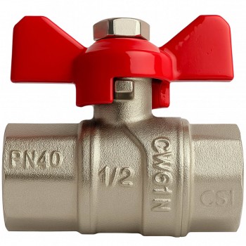 Robinet cu bilă MPN 1/2 filet intern x 1/2 filet intern, mâner fluture, din alamă nichelată