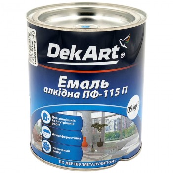 Эмаль ПФ-115 П DekArt алкидная ярко-голубая глянцевая 0,9 кг