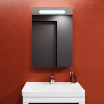 Dulap cu oglindă pentru baie Bayro Portis, 60x80 cm, cu iluminare LED, alb