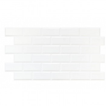 Панель ПВХ для кухонного фартука, белые кирпичи, 966х484 мм