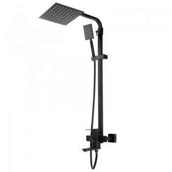 Sistem de duș cu baterie Zerix KUB-009-J Black, negru mat, din oțel inoxidabil SUS304, cu duș superior și pipă