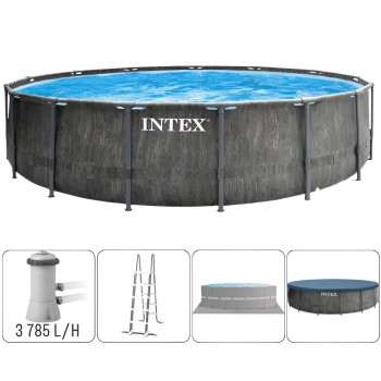 Бассейн каркасный INTEX GREYWOOD PRISM FRAME PREMIUM 457х122 см, 16805 л, круглый