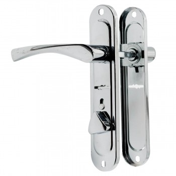 Mâner pe șild pentru ușă, pentru broască cu cheie cu barbă și blocare din interior, dreapta, 42 mm, nichel