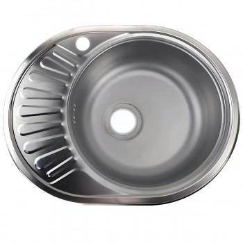 Мойка для кухни из стали 570x450x180 мм, врезная, овальная, крыло слева, отверстие под смеситель