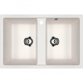 Chiuvetă pentru bucătărie Ulgran U-608 încastrată 770 x 500 x 210 mm, din marmură artificială, alb (U-608-331)