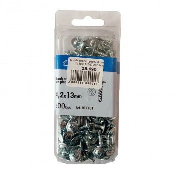 Șurub cu cap plat și șaibă Lider 4.2x13 mm cu burghiu zincat 200 bucăți (Art. 011101)