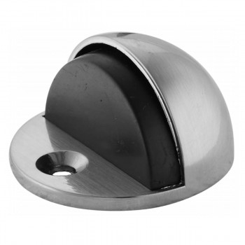 Упор дверной напольный полусфера, металлический с резиновой вставкой, матовый хром HY3010