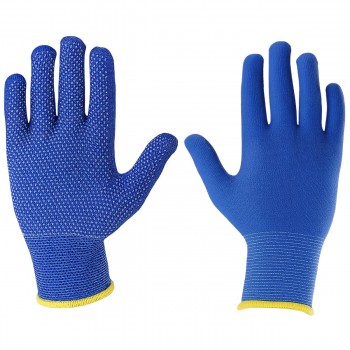 Перчатки из полиэстера голубые с белой ПВХ точкой 9" (L) Profmet (Арт. 373006)