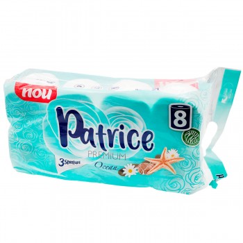 Туалетная бумага Patrice Premium Ocean 8 рулонов, 3 слоя