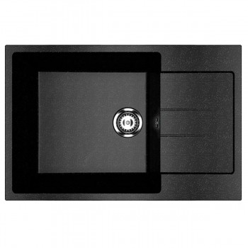 Chiuvetă pentru bucătărie Ulgran U-602 încastrată 760x500x220 mm, din marmură artificială, negru (U-602-308)