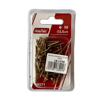 Șuruburi universale pentru lemn Metric 2.5x25 mm zincate 50 bucăți (Art. 88571)