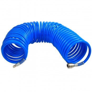 Шланг пневматический спиральный для компрессора GEKO 8х12 мм, 15 м, до 7 бар, PE полиэтилен, евро быстросъём G01171