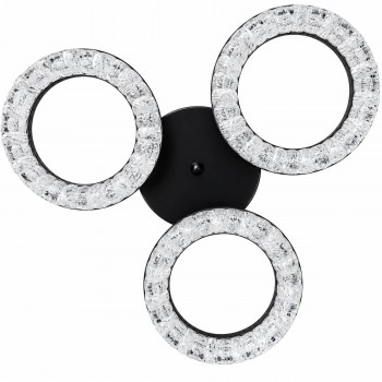 Lustră LED de tavan cu 3 inele, efect de cristal, neagră 127-023-3A2 BK