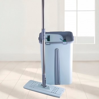 Set de mop plat din microfibră cu găleată cu stoarcere 12 L Zambak Plastik ZP300