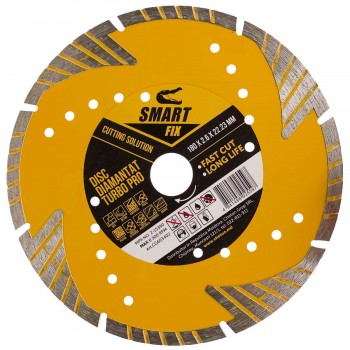 Disc diamantat Smart Fix Turbo Pro 180x2.6x22.23 mm pentru beton, cărămidă, gresie și granit