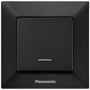 Выключатель одноклавишный с подсветкой Panasonic Arkedia Slim черный, скрытый монтаж, 10А WNTC00022BL