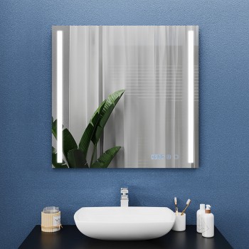 Oglindă pentru baie Bayro Sigma 800x800 mm LED Touch cu dezaburire, ceas și termometru