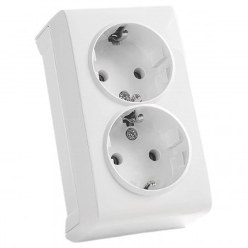Розетка Viko Vera двойная с заземлением, накладная, белая, 16 A 250 V, IP20 (арт. 90681056)