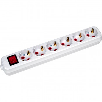 Bloc electric cu buton Horoz cu împământare 6 prize 16A 250 V IP20