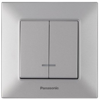 Выключатель двухклавишный с индикатором скрытой установки Panasonic Arkedia Slim серебряный WNTC0010-2SL