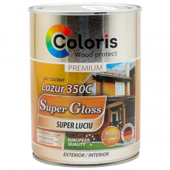 Lac colorat lucios pentru lemn Coloris Lazur 350C Super Gloss №107, vișiniu, 0,75 l