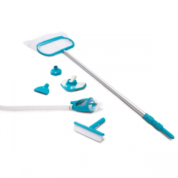 Set curățare piscină Intex Deluxe aspirator, minciog, perie, mâner telescopic 279 cm și furtun 7,5 m (Art. 28003)