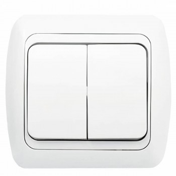 Выключатель двухклавишный Elbi белый Tuna 10A 502-010200-202