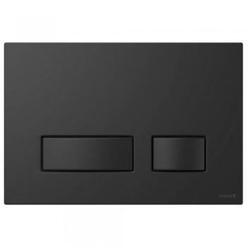 Buton de scurgere Cersanit Movi II Black, negru mat, din plastic, 220x150 mm, dublă acționare, pentru rezervor WC încastrat