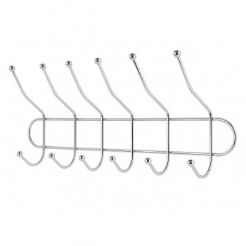 Cuier pentru perete cu 6 cârlige, din metal, crom JA3906-4