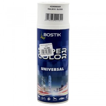 Эмаль аэрозольная BOSTIK Super Color UNIVERSAL белая глянцевая 400 мл