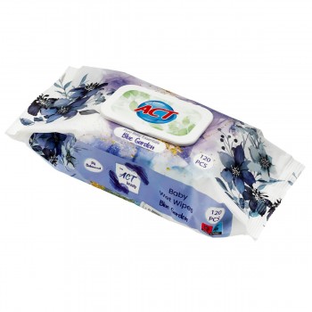 Влажные салфетки ACT Blue Garden, 120 шт, с крышкой