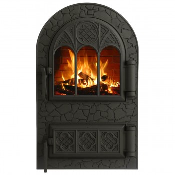 Дверца печная Miculin 530х330 мм, двойная, чугунная, со стеклом