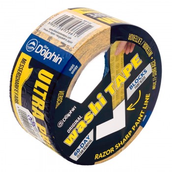 Bandă de mascare din hârtie de orez Blue Dolphin Washi Tape 48 mm x 50 m galbenă (300-1-04)