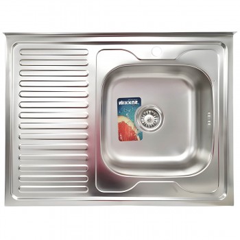 Chiuvetă pentru bucătărie MIXXUS Z8060R-06-160E 800x600x160 mm, grosime 0.6 mm, dreapta, satin