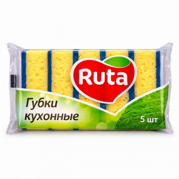 Губки для мытья посуды RUTA Silver Line, 5 шт, поролон + абразивная фибра