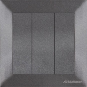 Выключатель трехклавишный Mutlusan Candela Black, черный, 10 А, 250 В, IP20 (арт. 21 254 090 195)