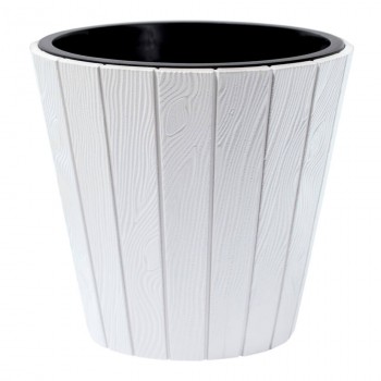Горшок для цветов Prosperplast Woode 8/12 л, 299х281 мм, пластиковый, белый DBWO300-S449