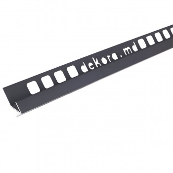 Profil din aluminiu pentru gresie ZA10 Dekora 10 mm, colț extern, Black Matt, 2.5 m