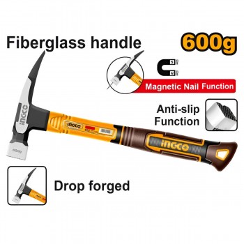 Ciocan de dulgherie 600 g INGCO HCH81060, cu magnet, mâner din fibră de sticlă