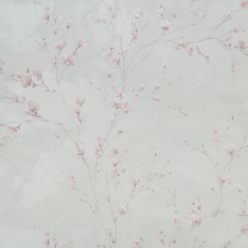 Tapet din vinil pe bază de flizelină Arteks Freedom Bel 11459-01, alb, cu model floral, 1,06 x 10 m