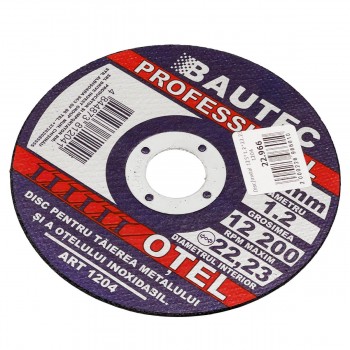Disc pentru tăierea metalului și a oțelului inoxidabil BAUTEC 125x1.2x22.23 mm (Art. 1204)