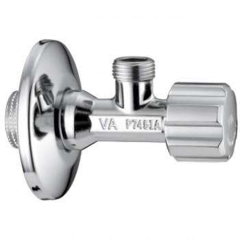 Robinet cu sferă (bilă) unghiular (colț) sub lavoar Albertoni 80 mm, 1/2" filet extern x 1/2" filet extern, din alamă, cu reflector, crom